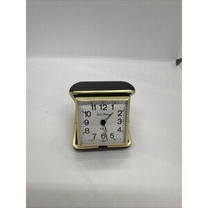 Vintage Equity Travel Alarm Clock Fold Up Style Black Case Works Glow In Dark